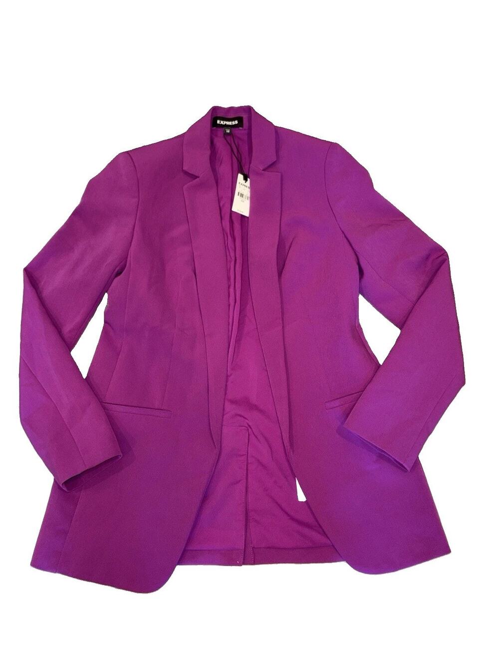Express Bright Purple Notch Collar No Button Blazer Pockets Size XXS NWT #E28